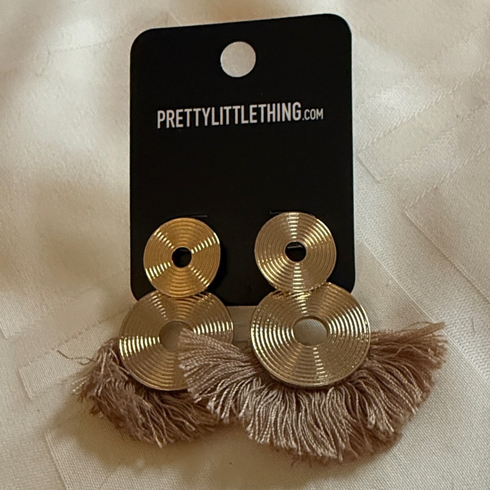 PrettyLittleThing Gold Disc Fringe Earrings